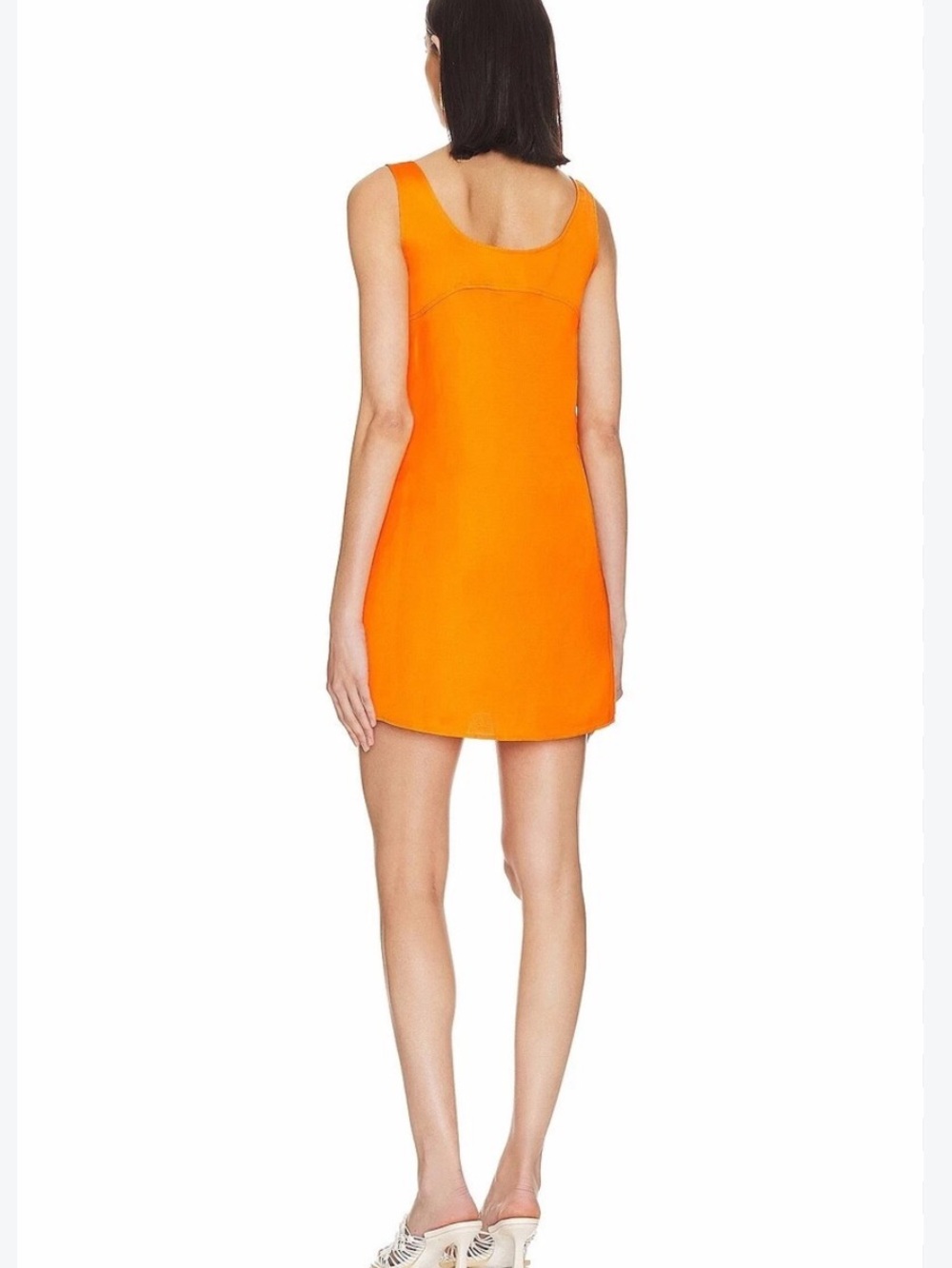 FRAME Micro Flare Mini Dress in Nectarine Sz S - Picture 3 of 10